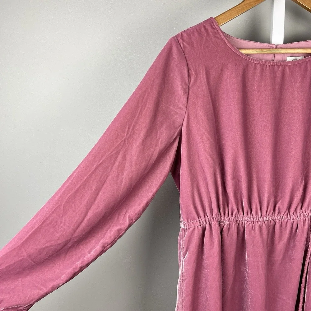 J. Crew Factory Velvet Tulip Hem Dress Womens‎ Size 10 Mauve Pink